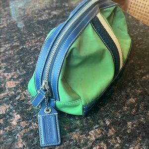 Coach Men's Green and Navy Toiletry Bag